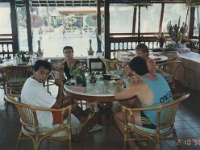 IDN Bali 1990OCT WRLFC WGT 051  Dowlo, Powelly, Mary & Lambok on the fang again. : 1990, 1990 World Grog Tour, Asia, Bali, Date, Indonesia, Month, October, Places, Rugby League, Sports, Wests Rugby League Football Club, Year