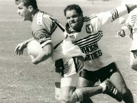 AUS NT AliceSprings 1992MAY WRLFC ChasedByDozer 001 : 1992, Alice Springs, Anzac Oval, Australia, Date, May, Month, NT, Places, Rugby League, Sports, United, Versus, Wests Rugby League Football Club, Year