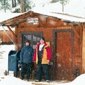 USA ID Warren 2002JAN19 013  A Frame and myself checking out the Post Office. : 2002, 2002 - 3rd Annual Bed & Sled, Idaho, January, North America, Places, USA, Warren