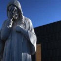USA OK OklahomaCity 2006JAN18 Memorial 014  This is one of the most meaningful photos I've ever taken. This statue has stood outside the church across the road for decades and now it's significance changes with the Memorial in the background. : 2006, 2006 - Southwest USA Meanderings, Americas, January, Memorial, North America, Oklahoma, Oklahoma City, USA